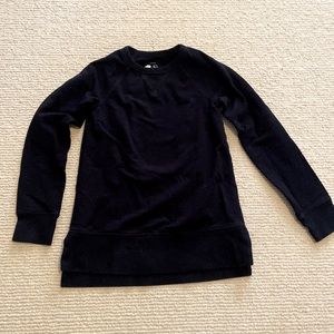 Primary tunic length navy blue sweatshirt with thumb holes. Size 6-7